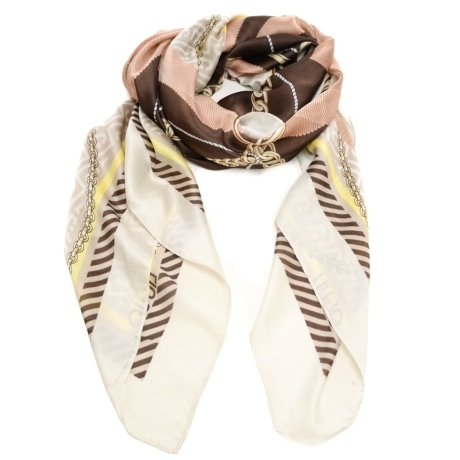 foulard da donna con stampa a fantasia con gioielli e catene naturale 