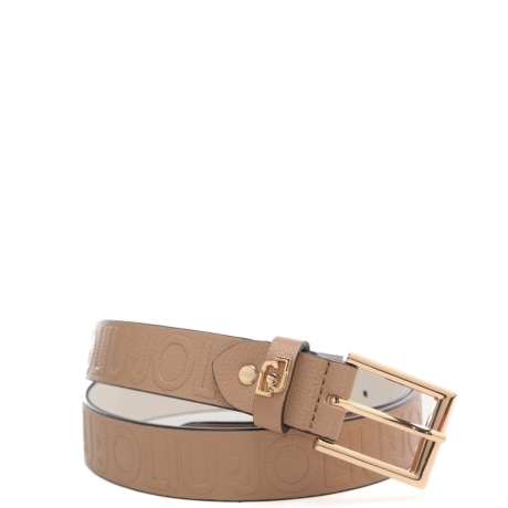 cintura da donna con logo lettering in rilievo all over cammello