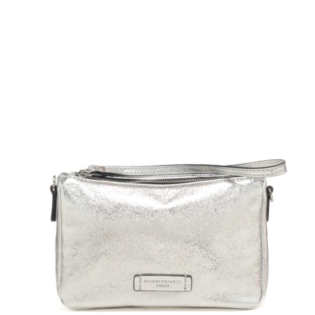 pochette da donna nora in vera pelle laminata argento