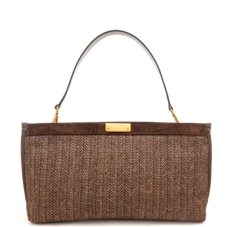 borsa a spalla da donna marigold in vera pelle con trama intrecciata cioccolato