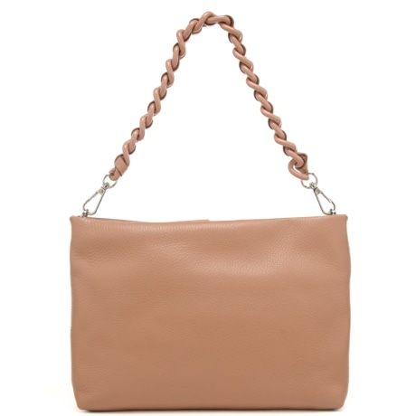 borsa a spalla da donna brenda con manico con catena cammello