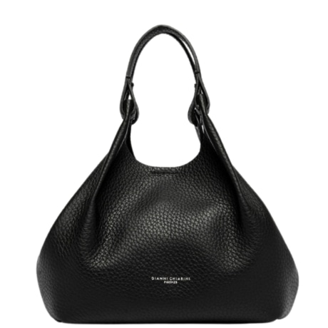 borsa a spalla da donna dua media in vera pelle bottalata nera 