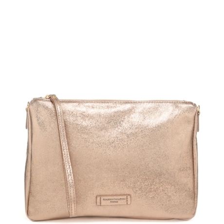 pochette grande da donna nora in pelle laminata platino