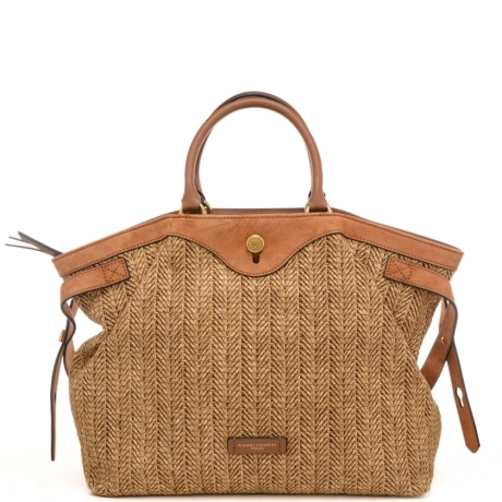 borsa a mano da donna claudette in vera pelle con trama intrecciata cammello