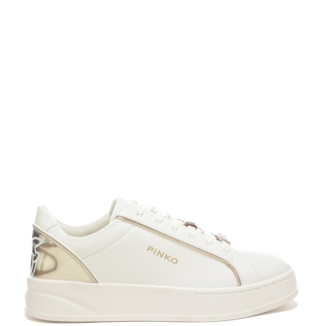 sneakers da donna IRIS 01 con inserti laminati e charms bianco platino