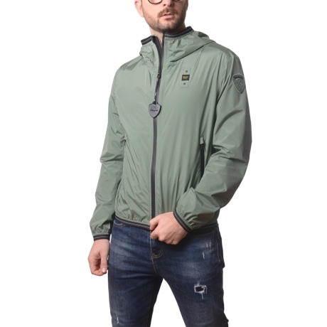 giacca a vento da uomo FARRIN in nylon elasticizzato con cappuccio verde