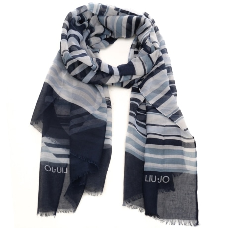 stola da donna con motivo a righe a contrasto blu 