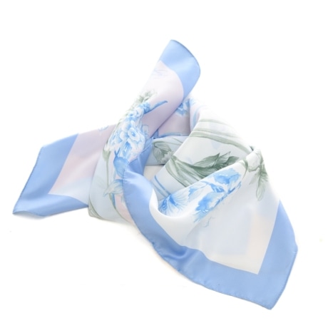 foulard da donna con stampa floreale e dettagli a contrasto colore celeste