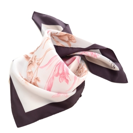 foulard da donna con stampa floreale e dettagli a contrasto colore cranberry