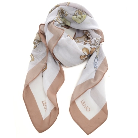 foulard da donna con stampa a fantasia catene naturale