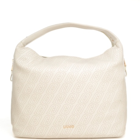 borsa TOTE da donna con stampa con logo monogram all over crema