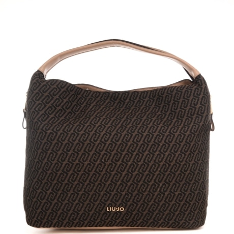 borsa tote da donna con stampa con logo monogram all over testa di moro