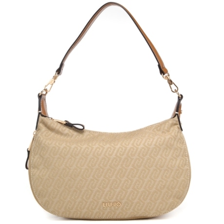 borsa hobo da donna espandibile con stampa logo monogram all over naturale