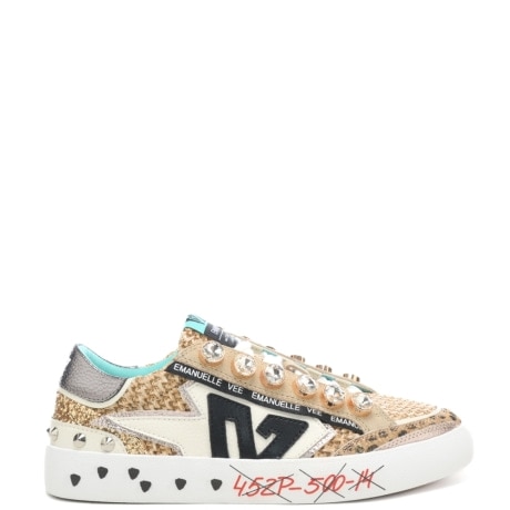 sneakers da donna SOLEDAD con inserti a contrasto e maxi strass multi avorio