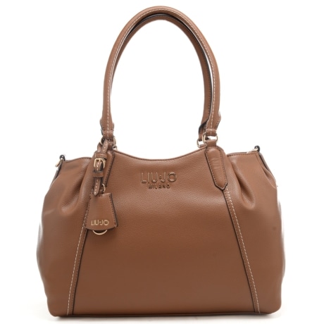 borsa tote da donna con doppio manico rigido e logo lettering marrone
