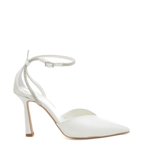 scarpe da donna chanel con bracciale strass alla caviglia bianco perlato