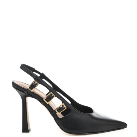 scarpe da donna chanel con tre fibbie laterali nere 