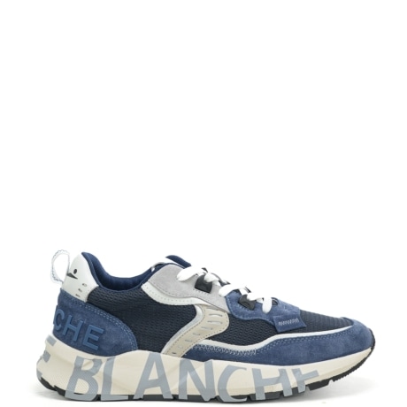 sneakers da uomo club 01 in suede e tessuto tecnico con maxi logo blu scuro