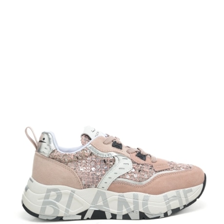  sneakers da donna club 105 in suede e tessuto tecnico con paillettes rosa 
