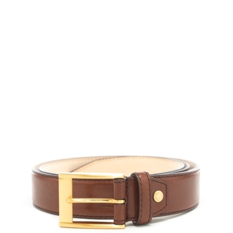  cintura uomo con fibbia dorata in pelle marrone oro