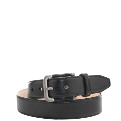 cintura da uomo in vera pelle con fibbia dorata rivestita nero palladio