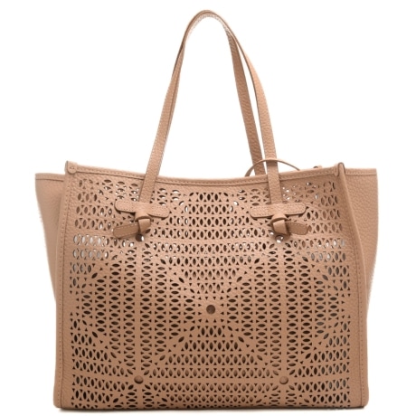 borsa a spalla da donna marcella con design geometrico traforato beige 