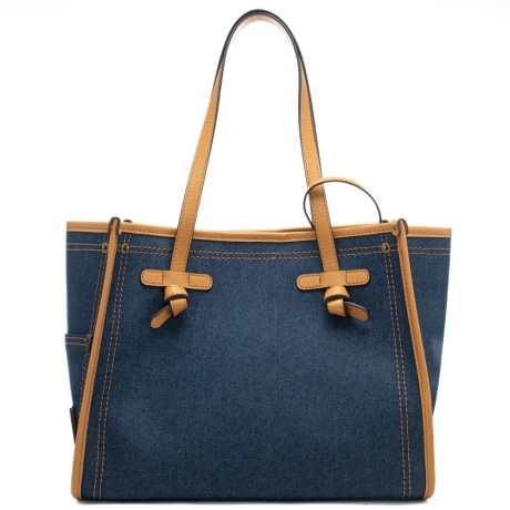 borsa a spalla marcella con doppio manico blu