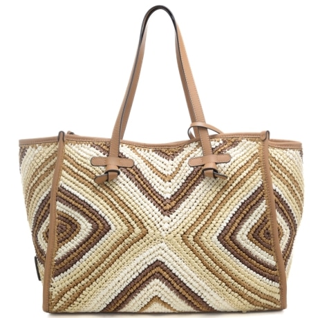 borsa a spalla da donna marcella in rafia intrecciata con design geometrico cuoio 
