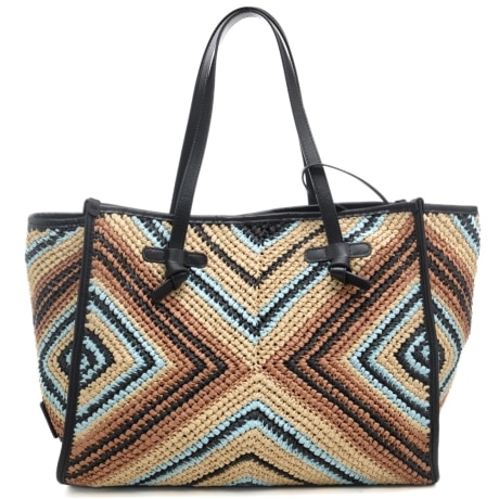 borsa a spalla da donna marcella in rafia intrecciata con design geometrico nero 