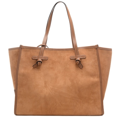 borsa a spalla da donna marcella in vera pelle suede caramello
