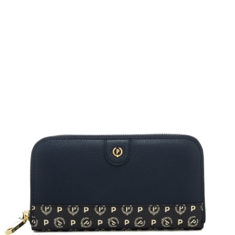 portafoglio grande da donna con dettagli stampa heritage blu navy