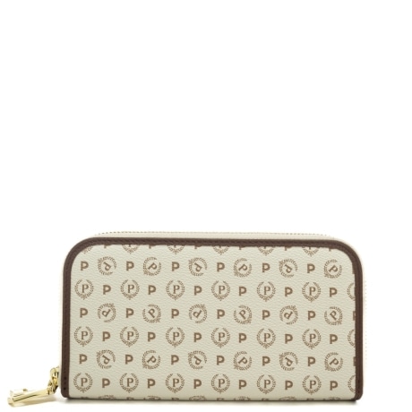 portafoglio da donna con stampa pattern logo monogram heritage avorio marrone 