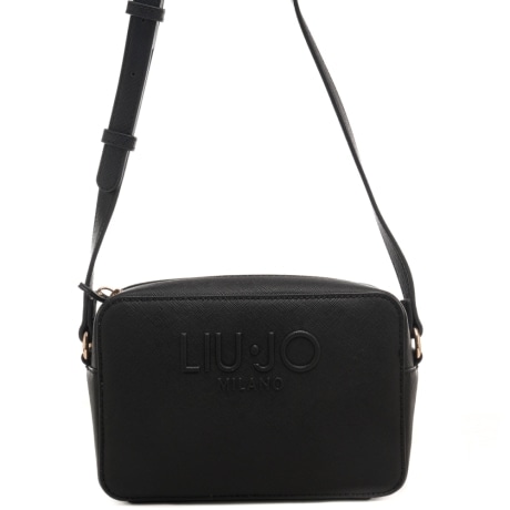 borsa camera case da donna con logo lettering in rilievo sul davanti  nera 