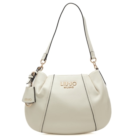 borsa hobo da donna con cuciture a contrasto colore crema