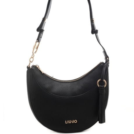 borsa hobo da donna piccola con nappina nera