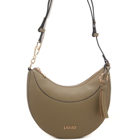 borsa hobo da donna piccola con nappina beige scuro