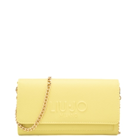 borsa a tracolla da donna in saffiano con logo lettering frontale in rilievo avocado