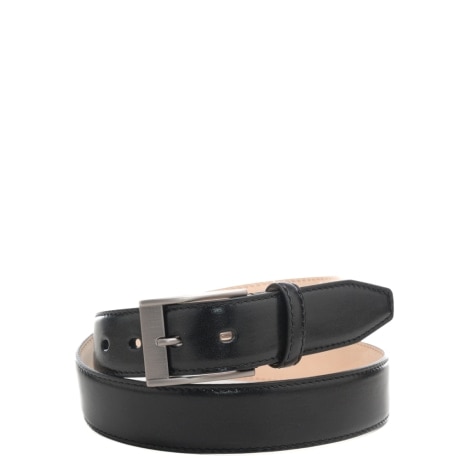 cintura da uomo in vera pelle con fibbia argento nero palladio