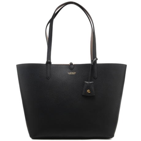borsa a spalla da donna in pelle bottalata con design bicolor nera beige scuro