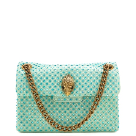 borsa a tracolla da donna mini kensington con strass all over verde acqua