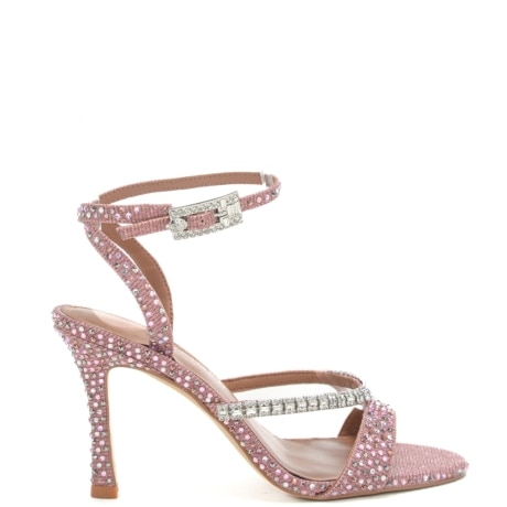 sandali da donna STRAP 90 con micro e maxi strass all over rosa 