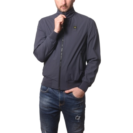 giacca da uomo ANSON in neoprene con fondo e polsini elasticizzati a costine blu
