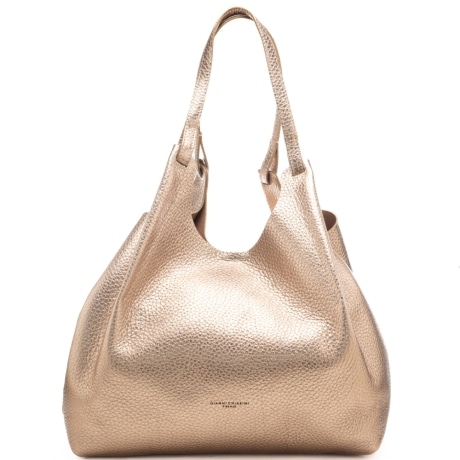 borsa a spalla da donna dua grande in vera pelle bottalata platino