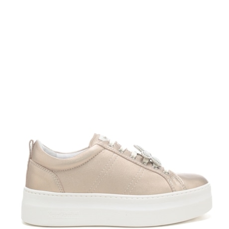 sneakers da donna con maxi charm floreale sul davanti platino