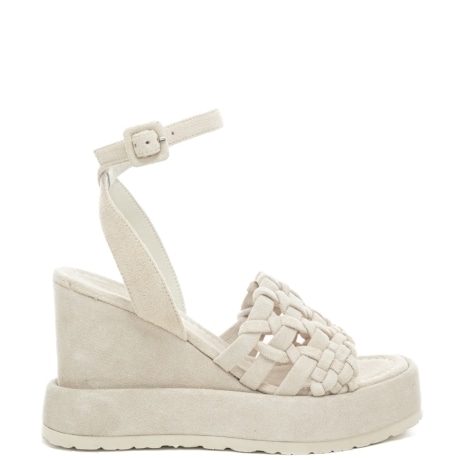 sandali alti da donna ULLA in suede con fascia frontale a intreccio sul davanti bianchi