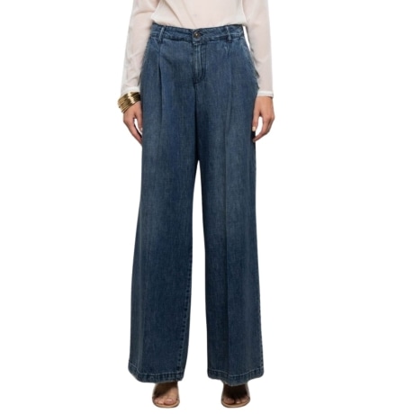 jeans da donna calliope a gamba larga in denim scuro 