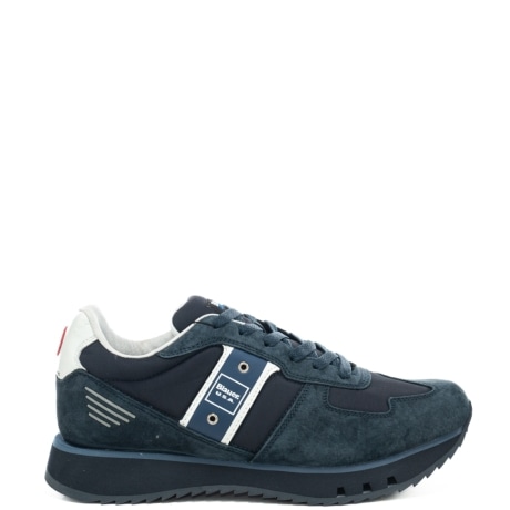sneakers da uomo in tessuto e suede con dettagli a contrasto blu navy 