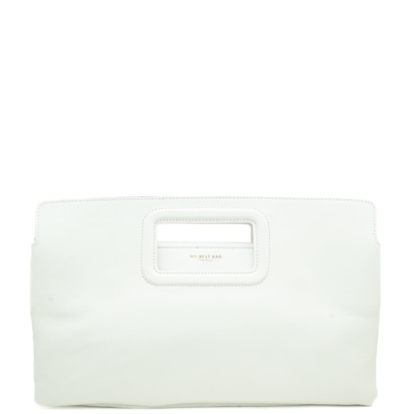 borsa a mano da donna in vera pelle con manico rettangolare e logo lettering stampato a fuoco sul davanti quarzo