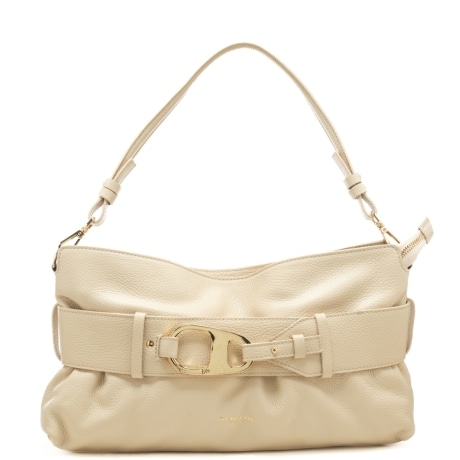 borsa a spalla da donna in vera pelle con cinturone bianca