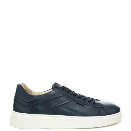 sneakers da uomo in vera pelle con finitura liscia blu navy